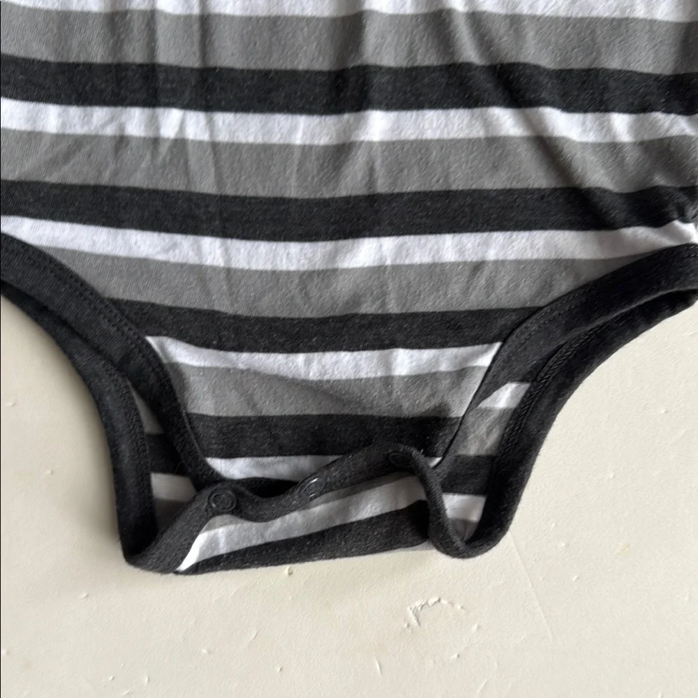 Okie Dokie Black and Gray Striped Onesie Boys 12 Months